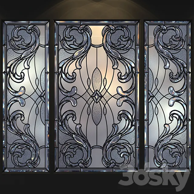 A set of stained glass. 3D Model