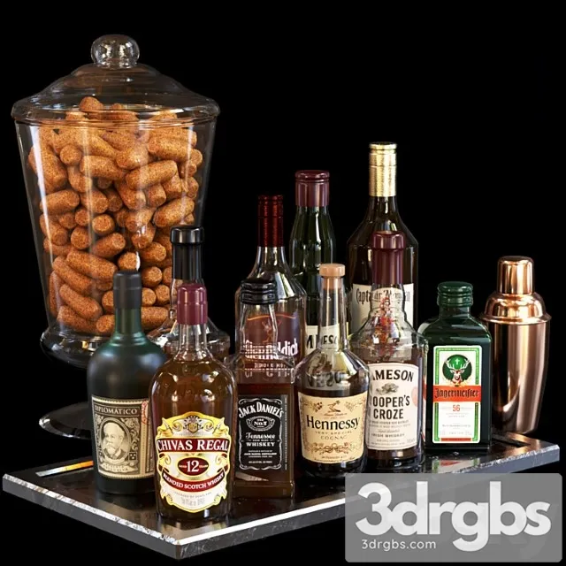A set of strong alcohol with peels. bar 3D Model Download