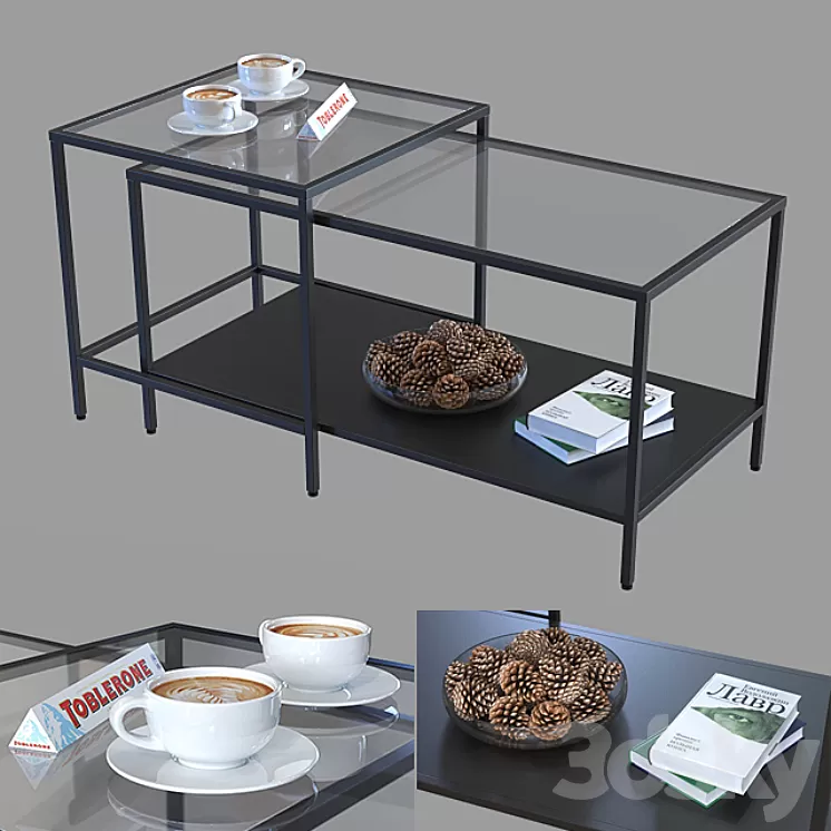 A set of tables IKEA Vitsё. 3D Model