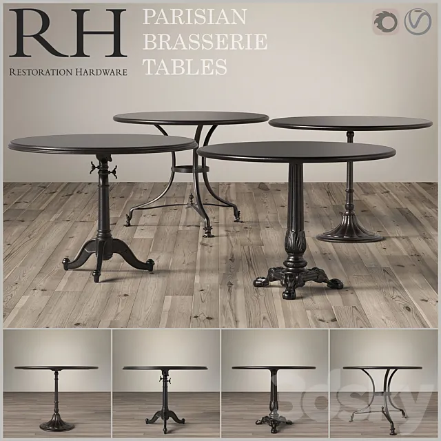 A set of tables Parisian Brasserie Tables Restoration Hardware 3DModel