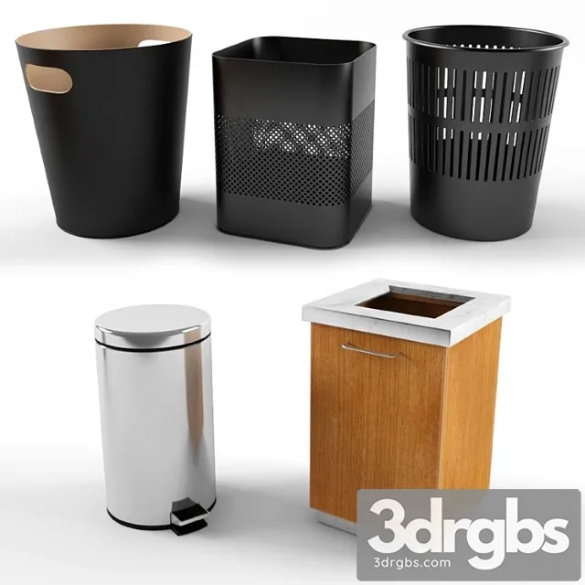 A set of trash bins in the office. 3D Model Download