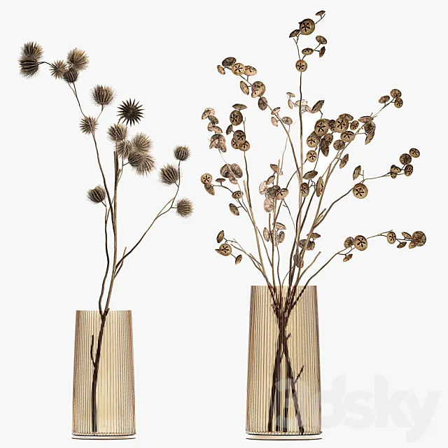 A set of two bouquets of dried flowers twigs thorns vase eucalyptus. 245. 3D Model A set of two bouquets of dried flowers twigs thorns vase eucalyptus. 245. 3D Model