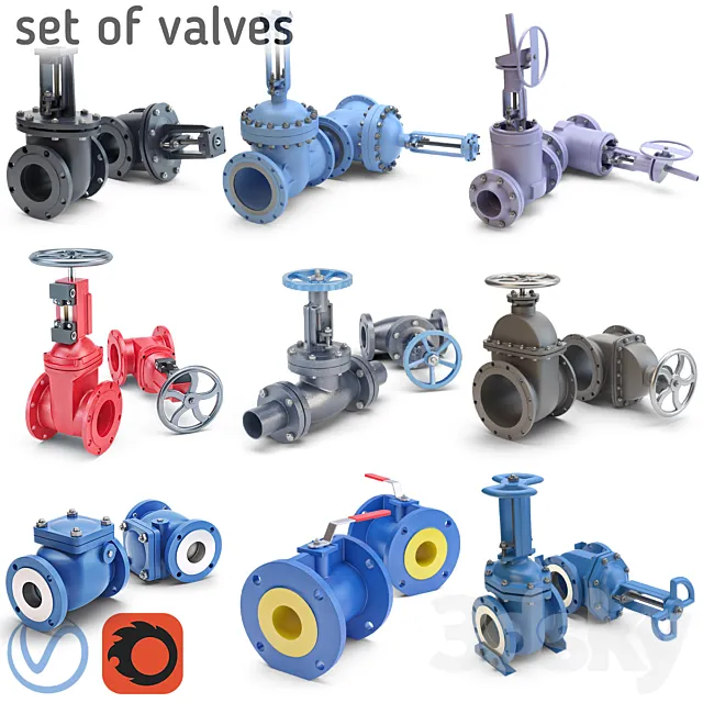 A set of valves 3DModel A set of valves 3DModel