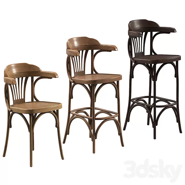 A set of Viennese chairs for a cafe restaurant. 3 models 3D Model Free Download