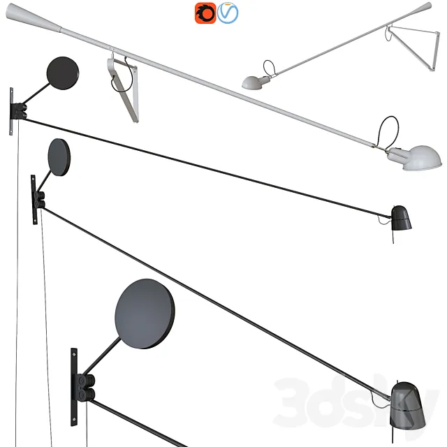 A set of wall lights. LUCEPLAN COUNTERBALANCE. Flos 265 3D Model A set of wall lights. LUCEPLAN COUNTERBALANCE. Flos 265 3D Model