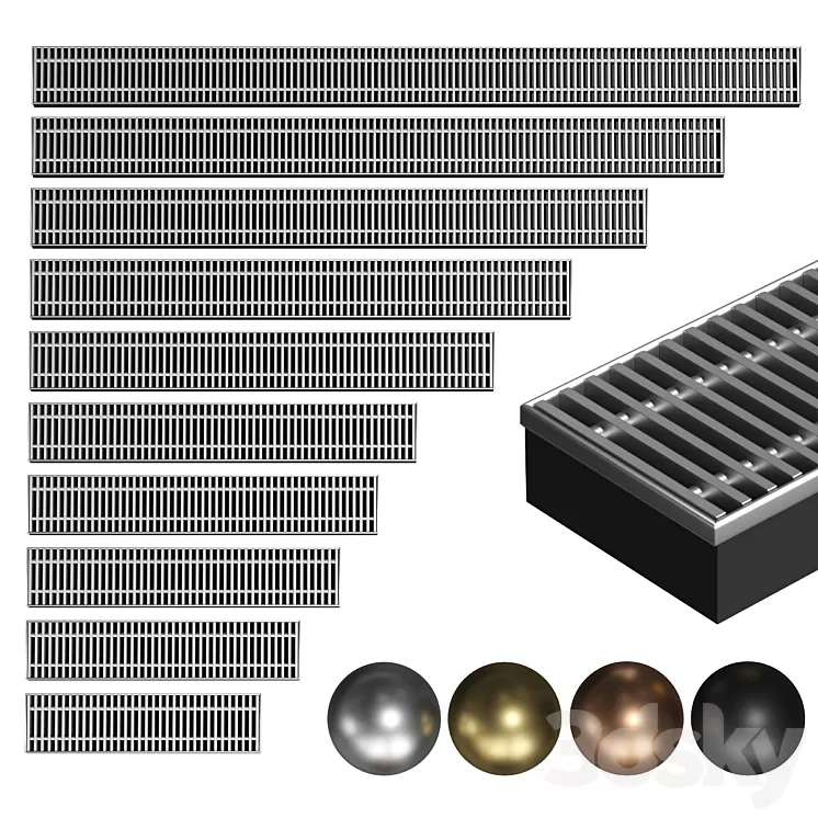 A set of water floor convectors. 600-2000mm. 4 colors 3D Model Free Download
