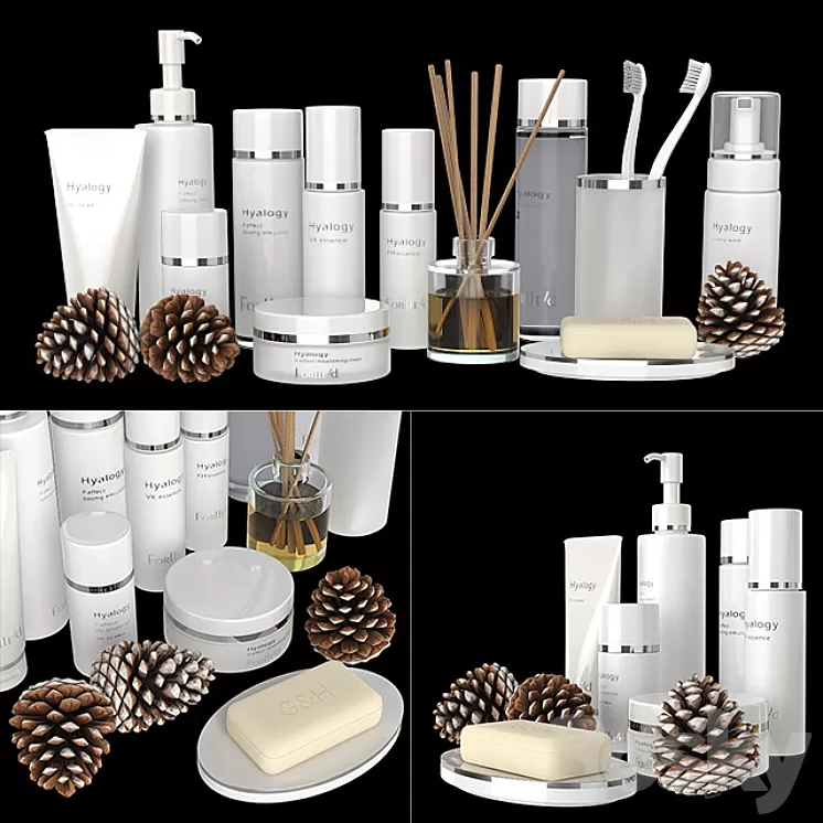 A set of white cosmetics. 3D Model