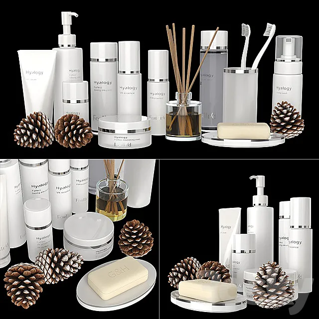 A set of white cosmetics. 3DModel