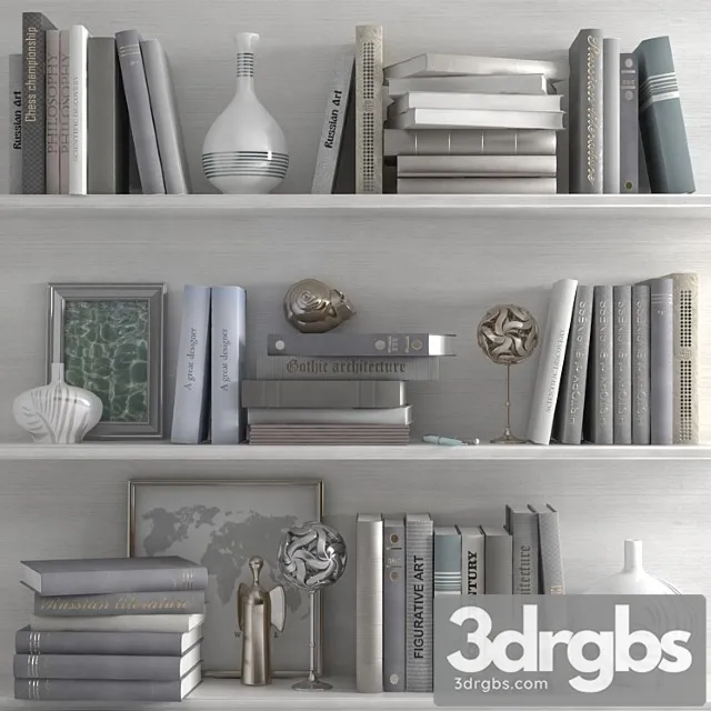 A set of with a decor in bright tones on the shelves 3D Model Download