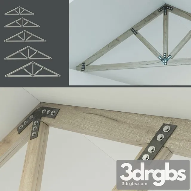A set of wooden trusses. 6m 8m 10m 12m 14m 3D Model Download