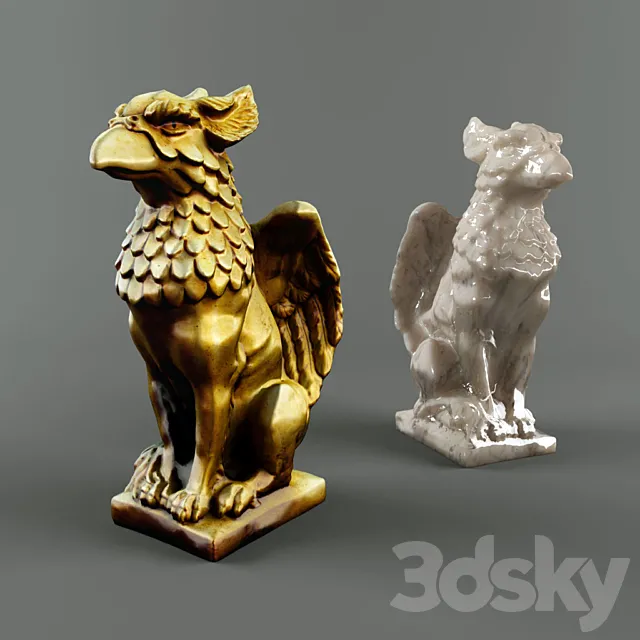 A statuette of a griffin 3D Model