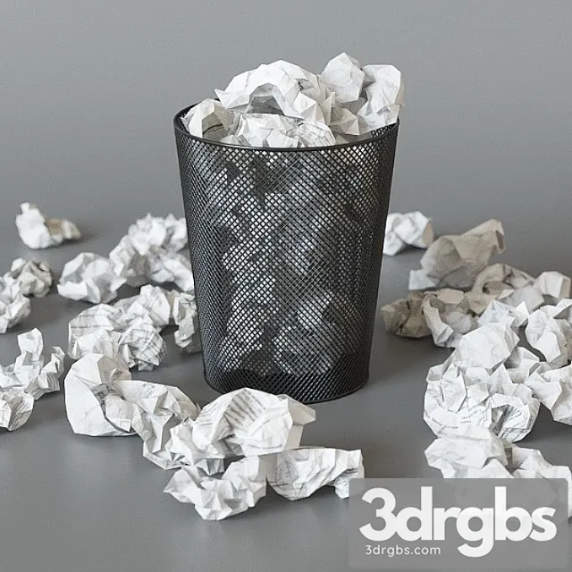 A trash can with papers 3D Model Download