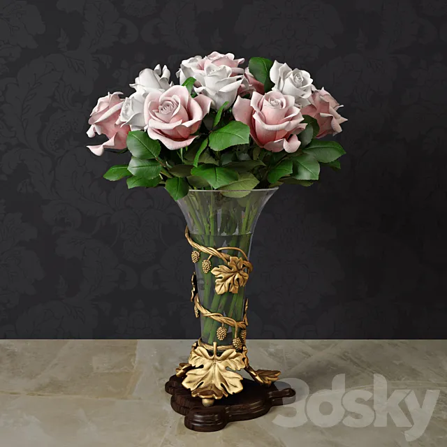 A vase with a bouquet 3D Model A vase with a bouquet 3D Model