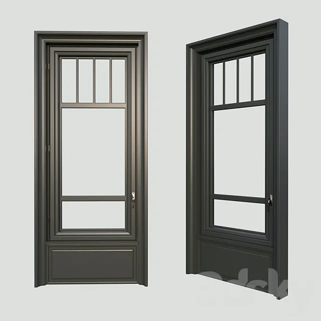 A window in the classical style. The material is dark wood. 3D Model
