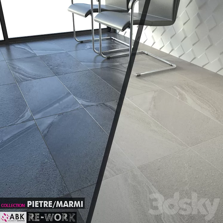 ABK COLLECTION PIETRE MARMI RE-WORK SINGLE BLACK SILVER Set 3 05 3D Model