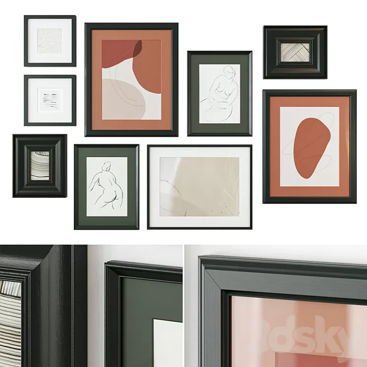 Abstract painting gallery wall 3D Model Abstract painting gallery wall 3D Model