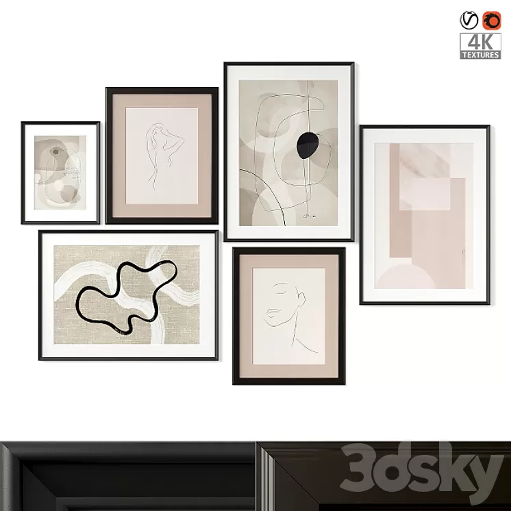 Abstract paintings set 3D Model