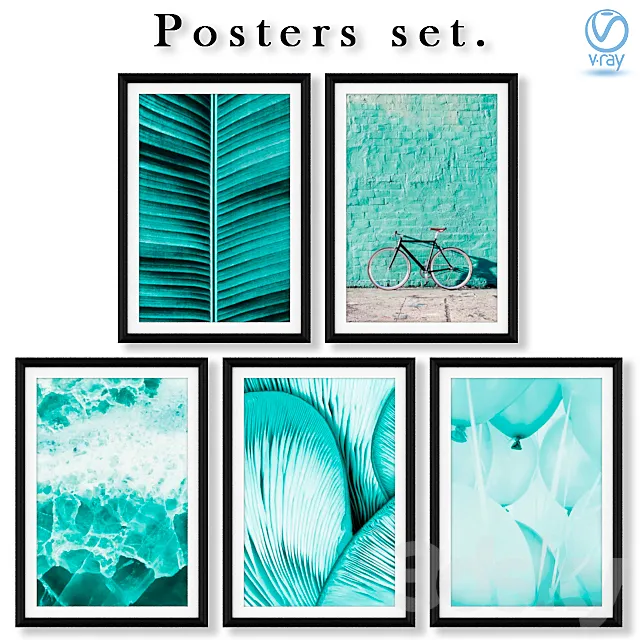 Abstract posters in mint colors. 3DModel Abstract posters in mint colors. 3DModel