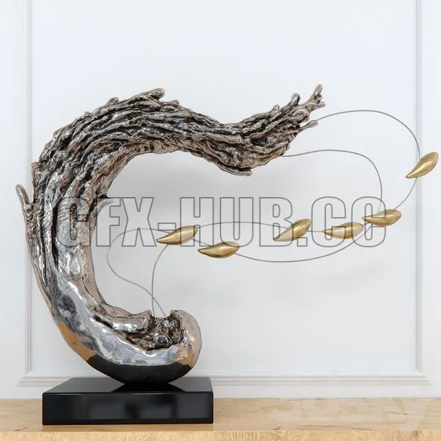Abstract RESIN sculpture with birds 3D Model