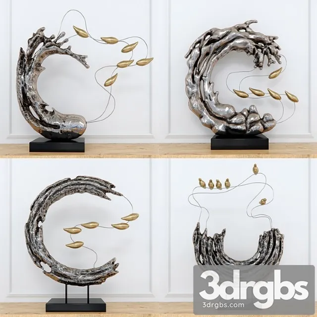 Abstract resin  with birds 3D Model Download