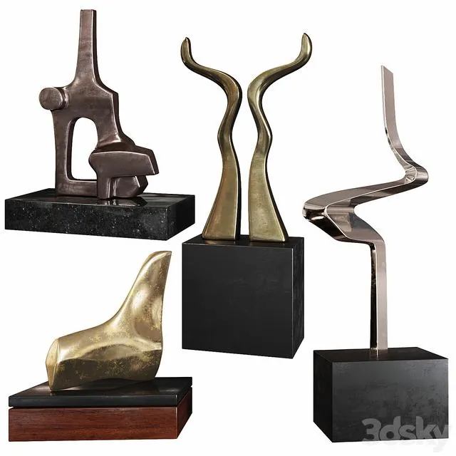Abstract Sculptures set by Burlini Varga 3D Model Abstract Sculptures set by Burlini Varga 3D Model