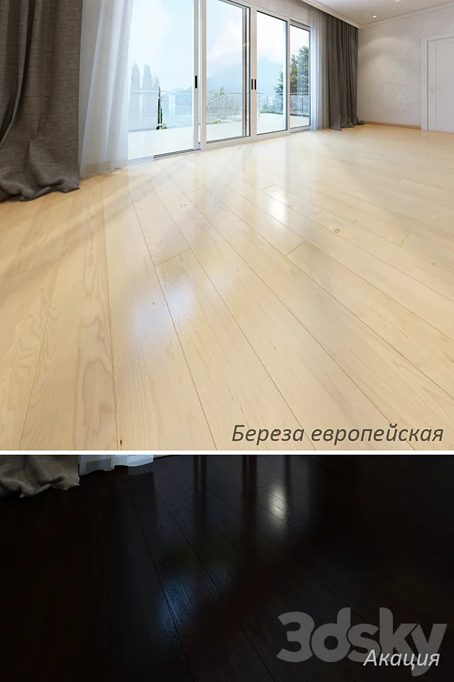 Acacia and European Birch 3D Model Acacia and European Birch 3D Model