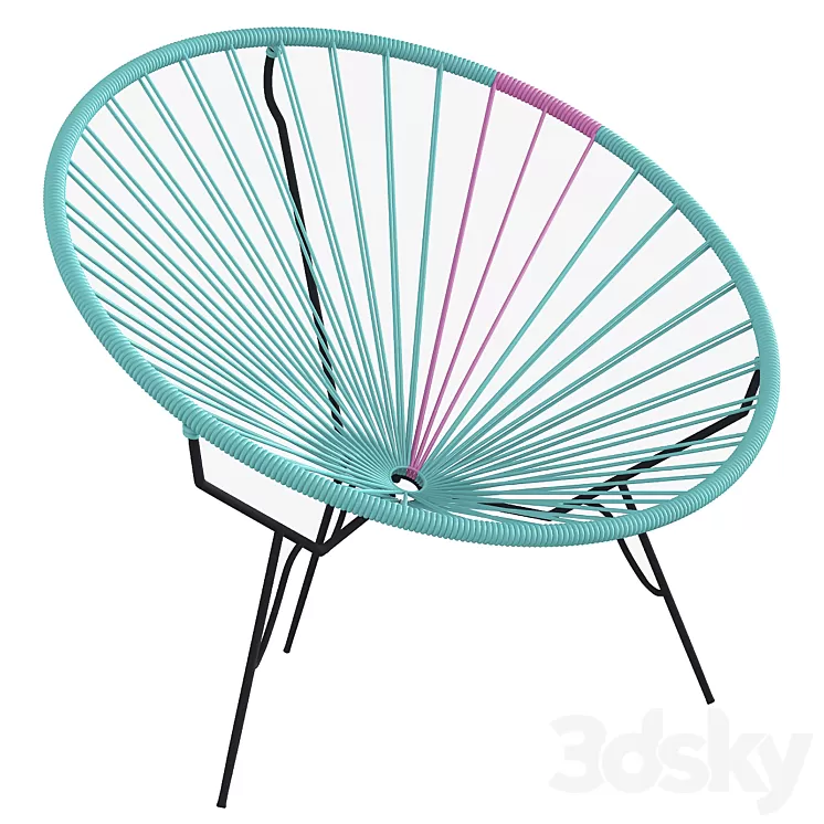 Acapulco blue round chair authentic 3D Model Acapulco blue round chair authentic 3D Model