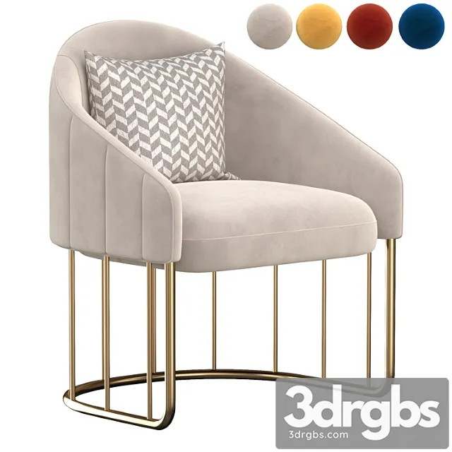 Accent Chair Velvet Upholstered Chair Gold Base 3D Model Download