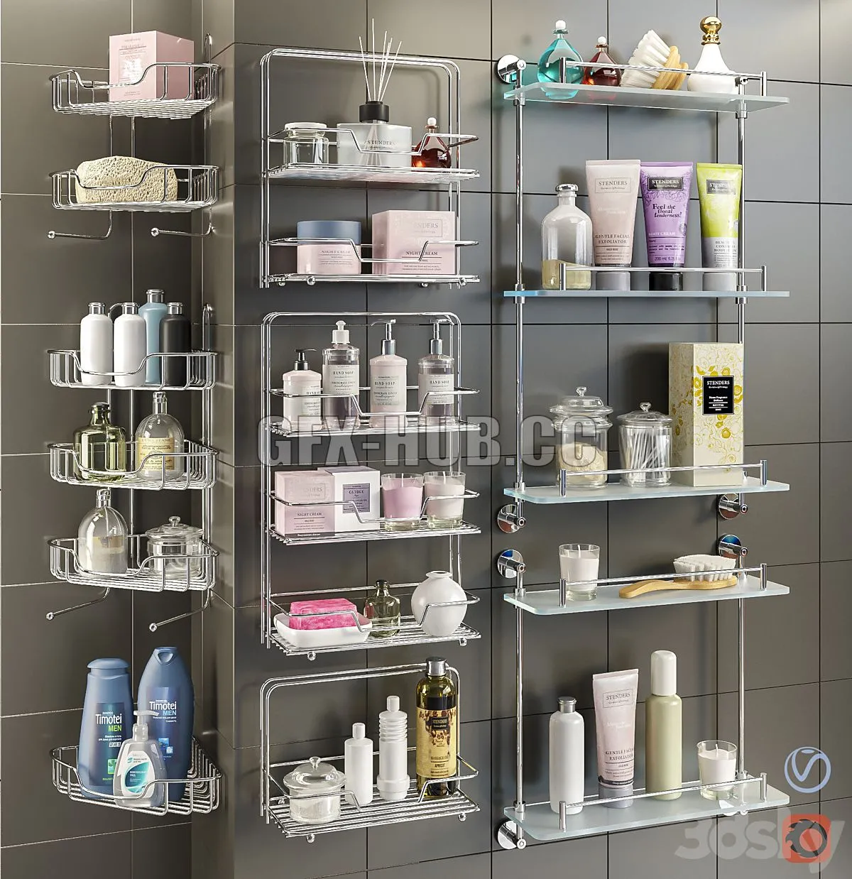 Accessories and cosmetics for the bath and Axentia shelves Bemeta set 1 3D Model Accessories and cosmetics for the bath and Axentia shelves Bemeta set 1 3D Model
