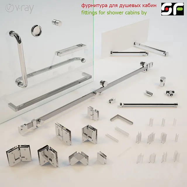 Accessories for glass shower enclosures 3DModel Accessories for glass shower enclosures 3DModel