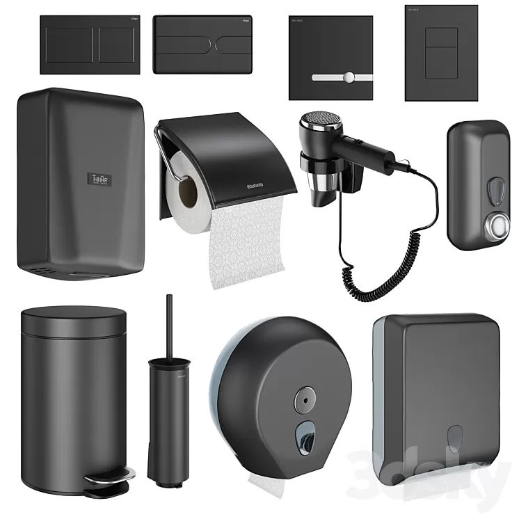 Accessories for public toilets black set 152 part 4 3D Model Free Download Accessories for public toilets black set 152 part 4 3D Model Free Download