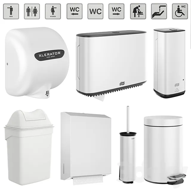 Accessories for public toilets white set 153 part 5 3D Model