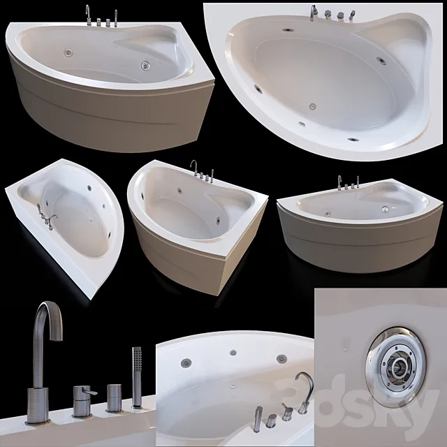 Acrylic corner bath Cezares Tebe 150×100 R 3D Model Acrylic corner bath Cezares Tebe 150×100 R 3D Model