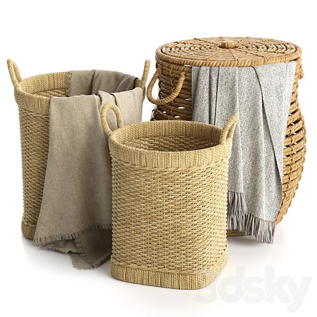 Adairs Natural Baskets 3D Model Adairs Natural Baskets 3D Model