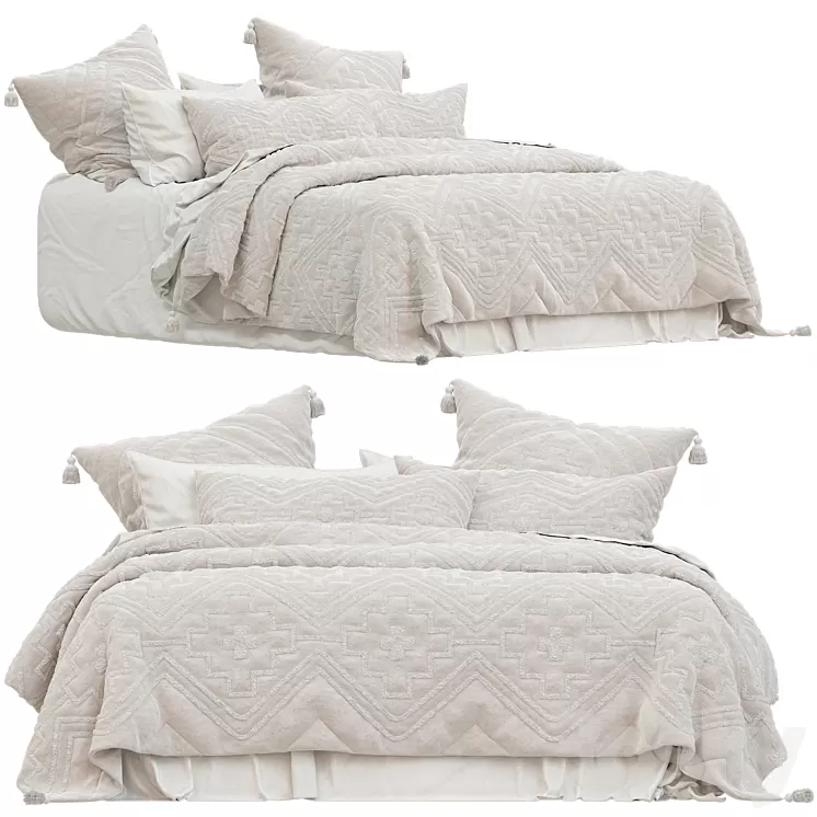 Adairs Oslo Tufted Natural Quilted Quilt Cover 3D Model Free Download