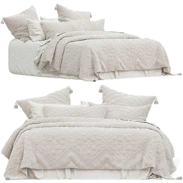 Adairs Oslo Tufted Natural Quilted Quilt Cover 3DModel Adairs Oslo Tufted Natural Quilted Quilt Cover 3DModel