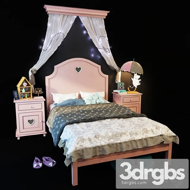 Adelina Bed is Pink Whatnot 3D Model Download