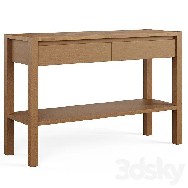 Adelita Oak Console Table with 2 Drawers 3D Model