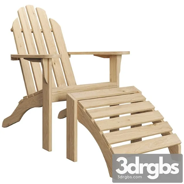 Adirondack Kreslo Dlia Otdykha S Podstavkoi Dlia Nog 3D Model Download
