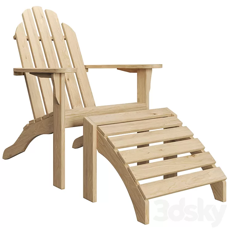 ADIRONDACK lounge chair with footrest 3D Model Free Download