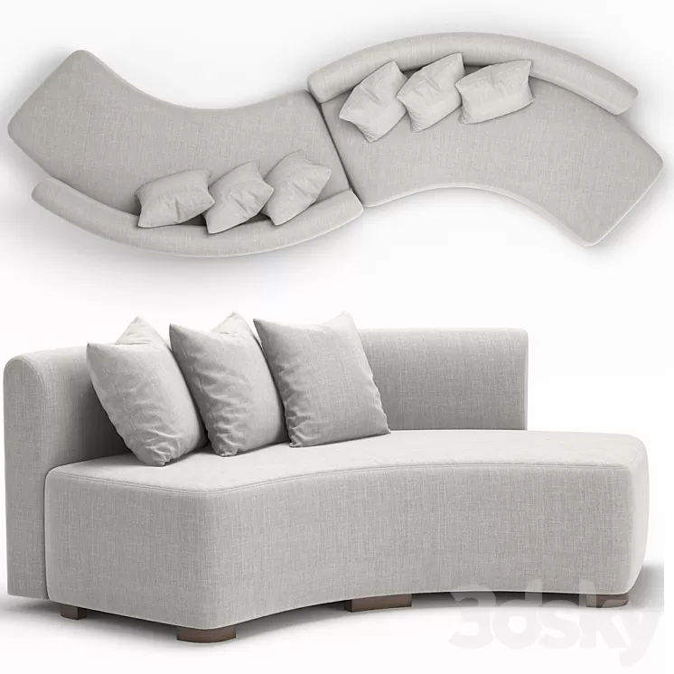 Adriana Hoyos Galapagos Curved Sofa 300 3D Model