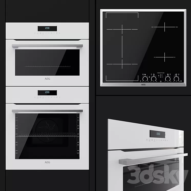 AEG – an oven BCR742350W a compact oven KMR761000W and a hob IKK64545XB 3D Model
