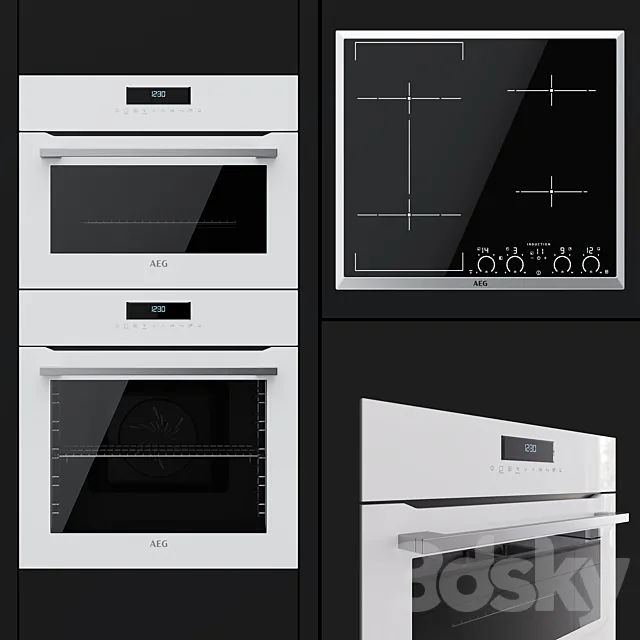 AEG – an oven BCR742350W. a compact oven KMR761000W and a hob IKK64545XB 3DModel