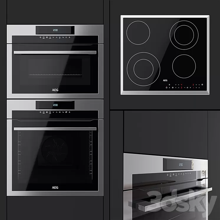 AEG – an oven BPM742320M a compact oven KMM761000M and a hob HK563402XB 3D Model