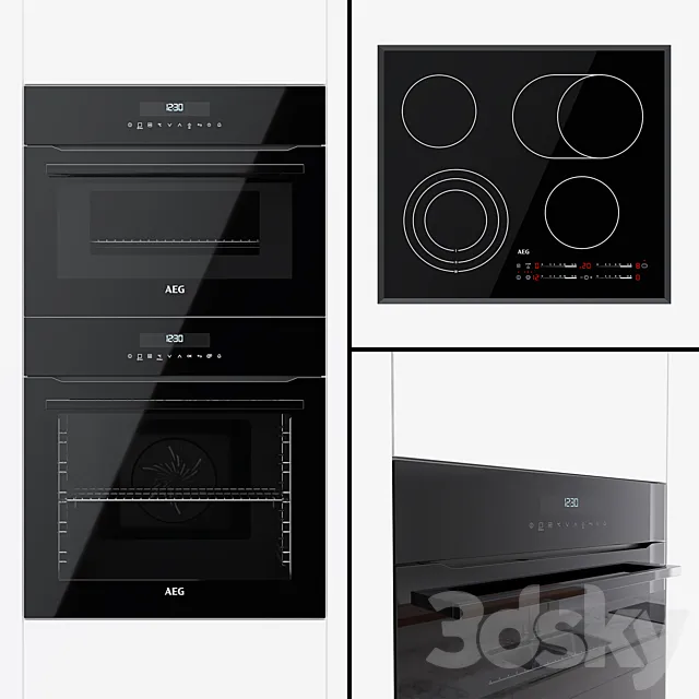 AEG – an oven BPR742320B a compact oven KMR721000B and a hob HK565407FB 3D Model