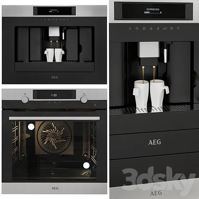 AEG Espresso Coffee Machine and SteamBake Oven 3D Model AEG Espresso Coffee Machine and SteamBake Oven 3D Model
