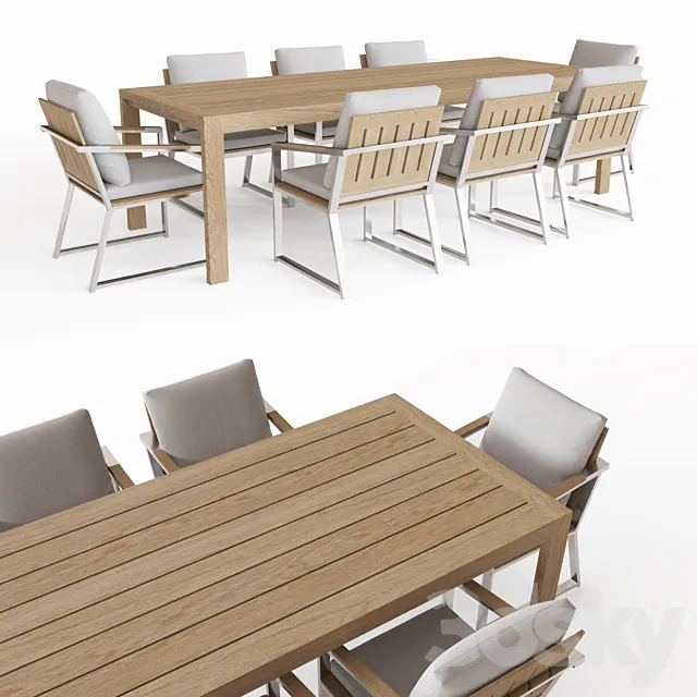 AEGEAN TEAK RECTANGULAR DINING TABLE 3D Model