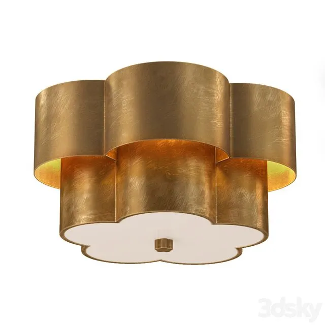 AERIN Modern Arabelle Flush Mount In Gild With Frosted Glass 3D Model