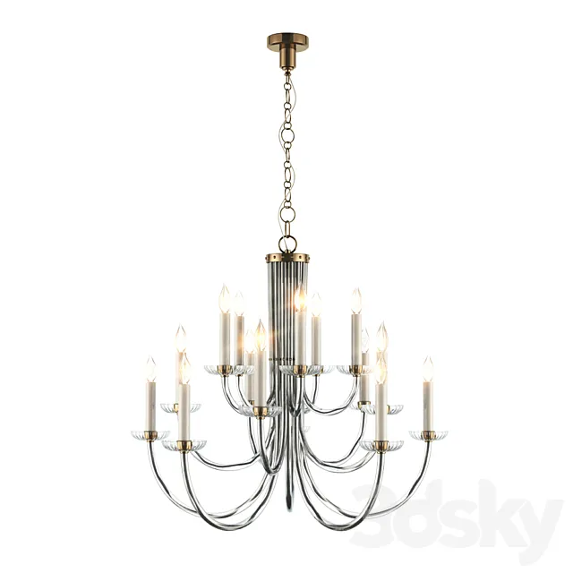 AERIN Modern Wharton Chandelier In Clear Acrylic And Hand-Rubbed Antique Brass 3D Model