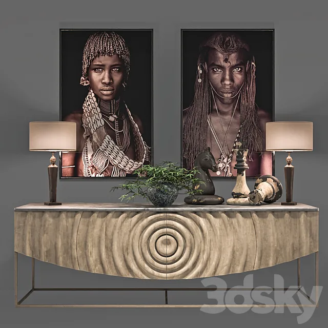 African Decoration Console Set 3DModel African Decoration Console Set 3DModel